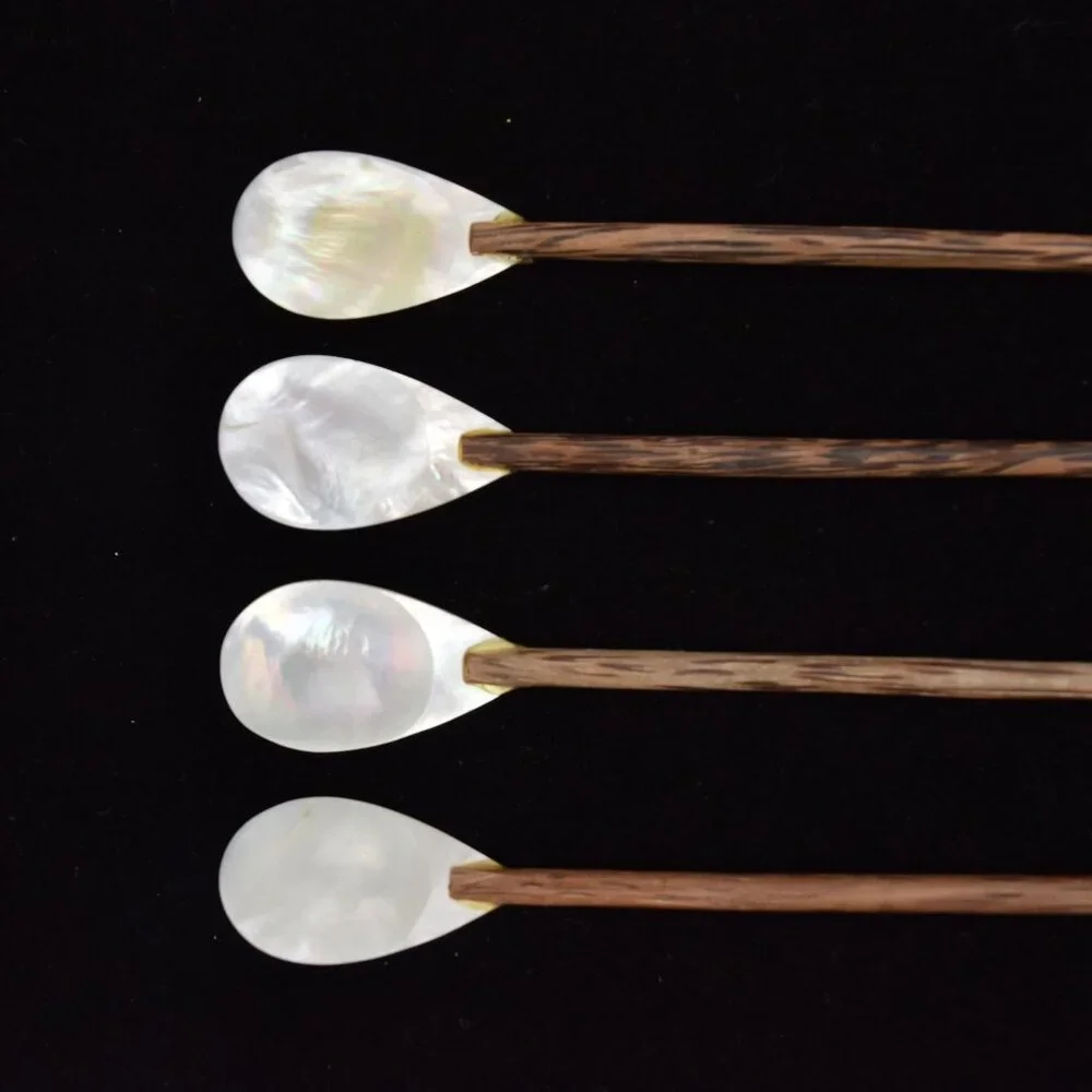 Set of 4 Mother of Pearl Spoons Bali Sono Wood 7